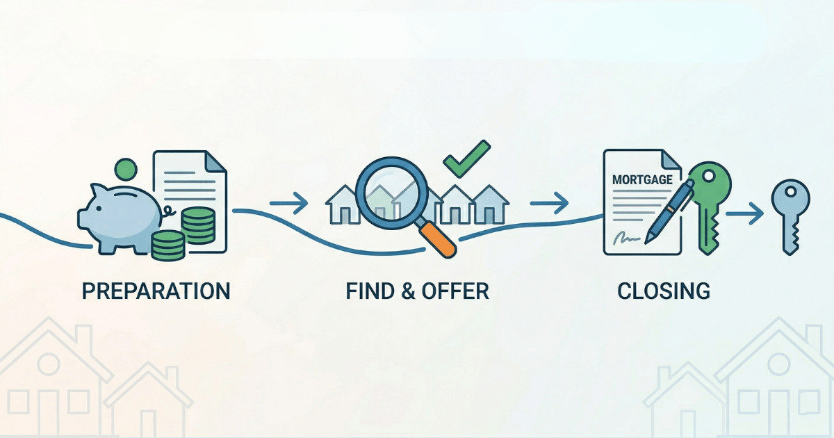Three phases of the homebuying process